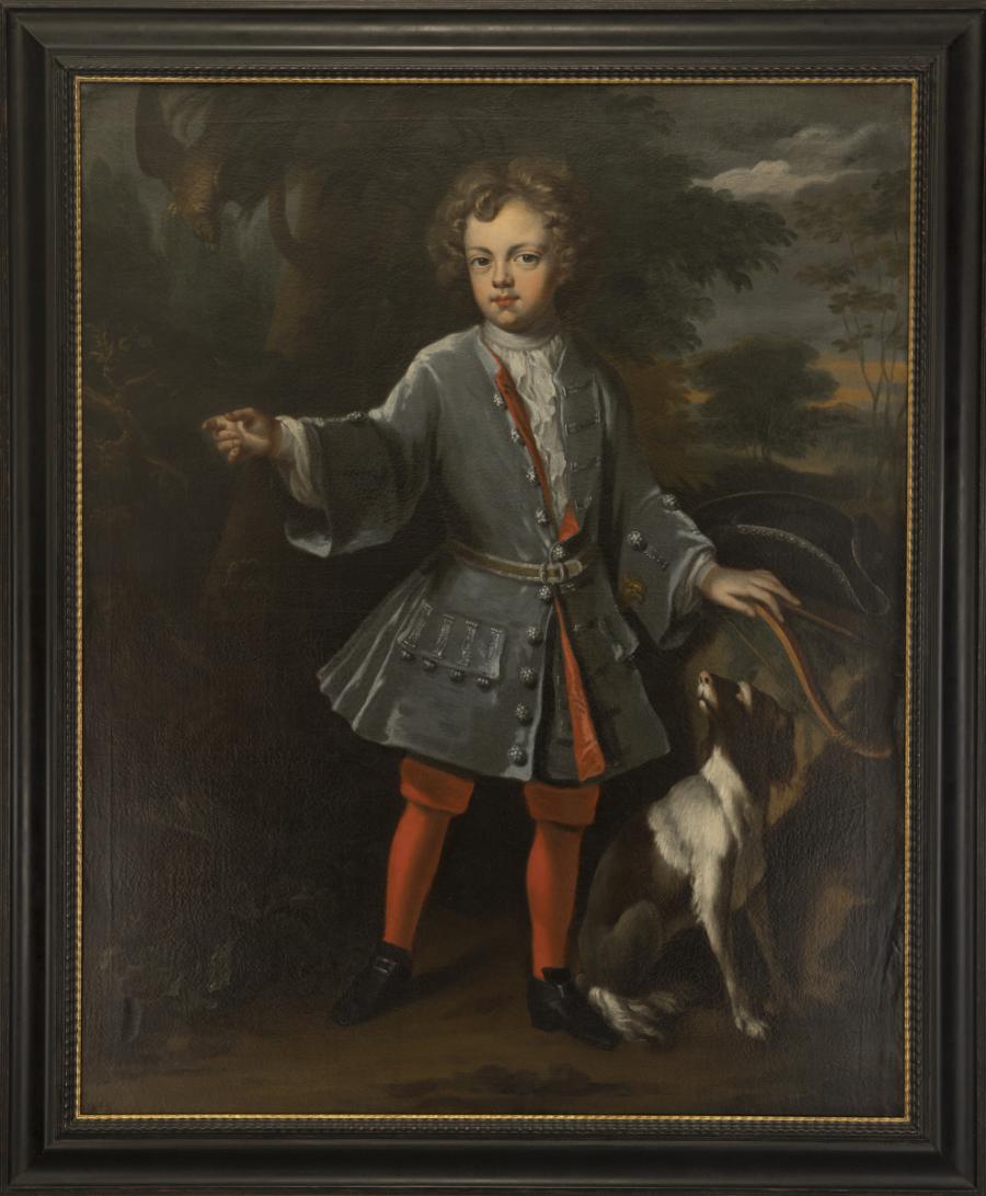 Portrait of a Boy with Falcon and Dog