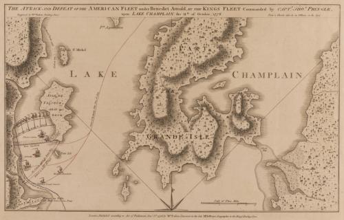 The Attack and the Defeat of the American Fleet under Benedict Arnold, by the King’s Fleet, Lake Champlain, the 11th of October, 1776