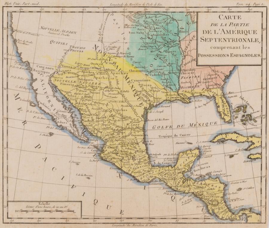 Carte de la Partie de l’Amerique Septentrionale, comprenant les Possessions Espagnoles