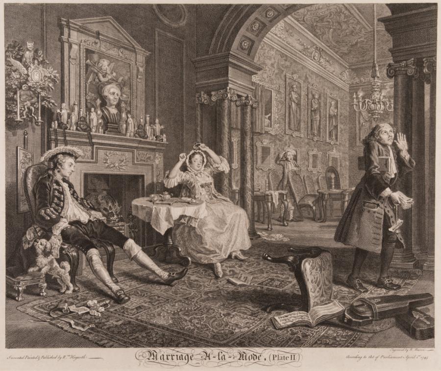 Marriage à la Mode, Plate 2, Early in the Morning