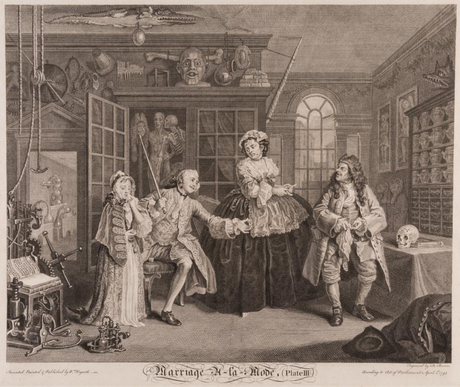 Marriage a la Mode, Plate 3, The Scene with the Quack
