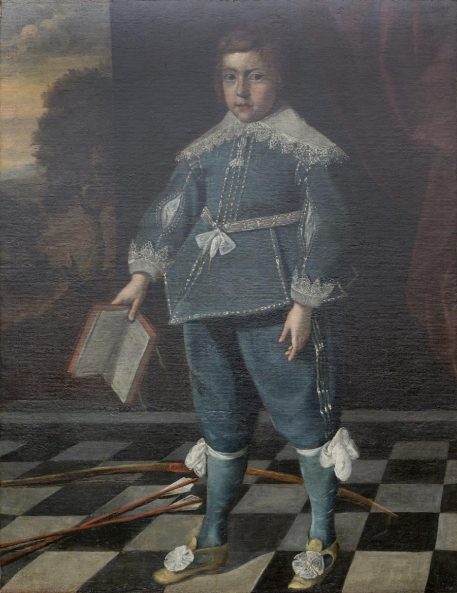 Portrait of a Boy in Blue with Bow and Arrows