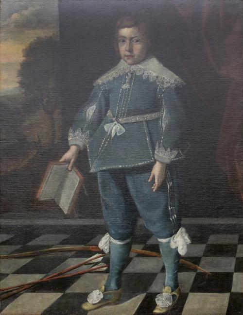 Portrait of a Boy in Blue with Bow and Arrows