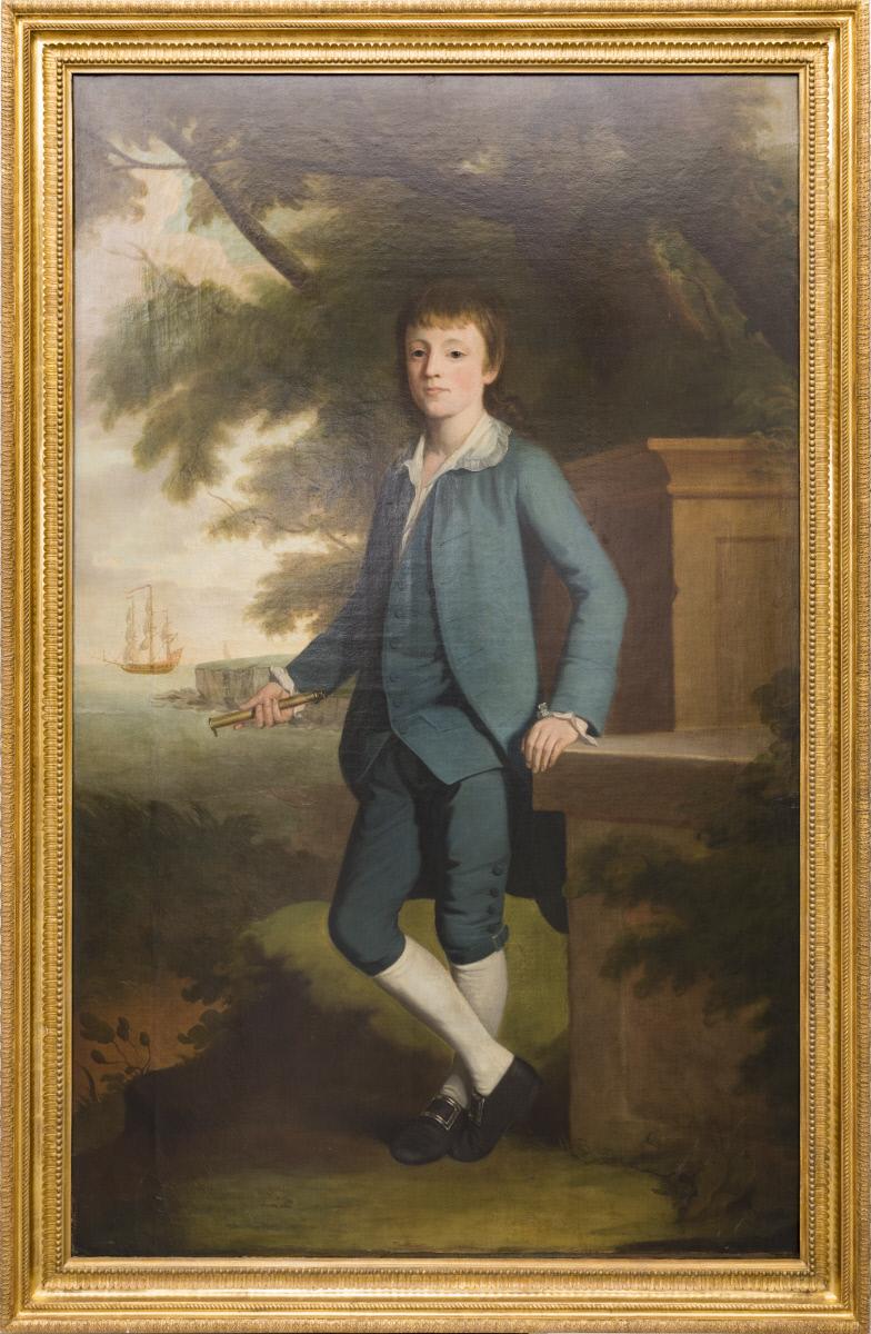 Portrait of a Boy Holding a Telescope