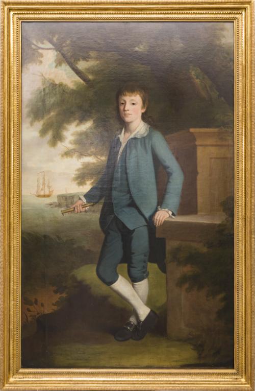 Portrait of a Boy Holding a Telescope