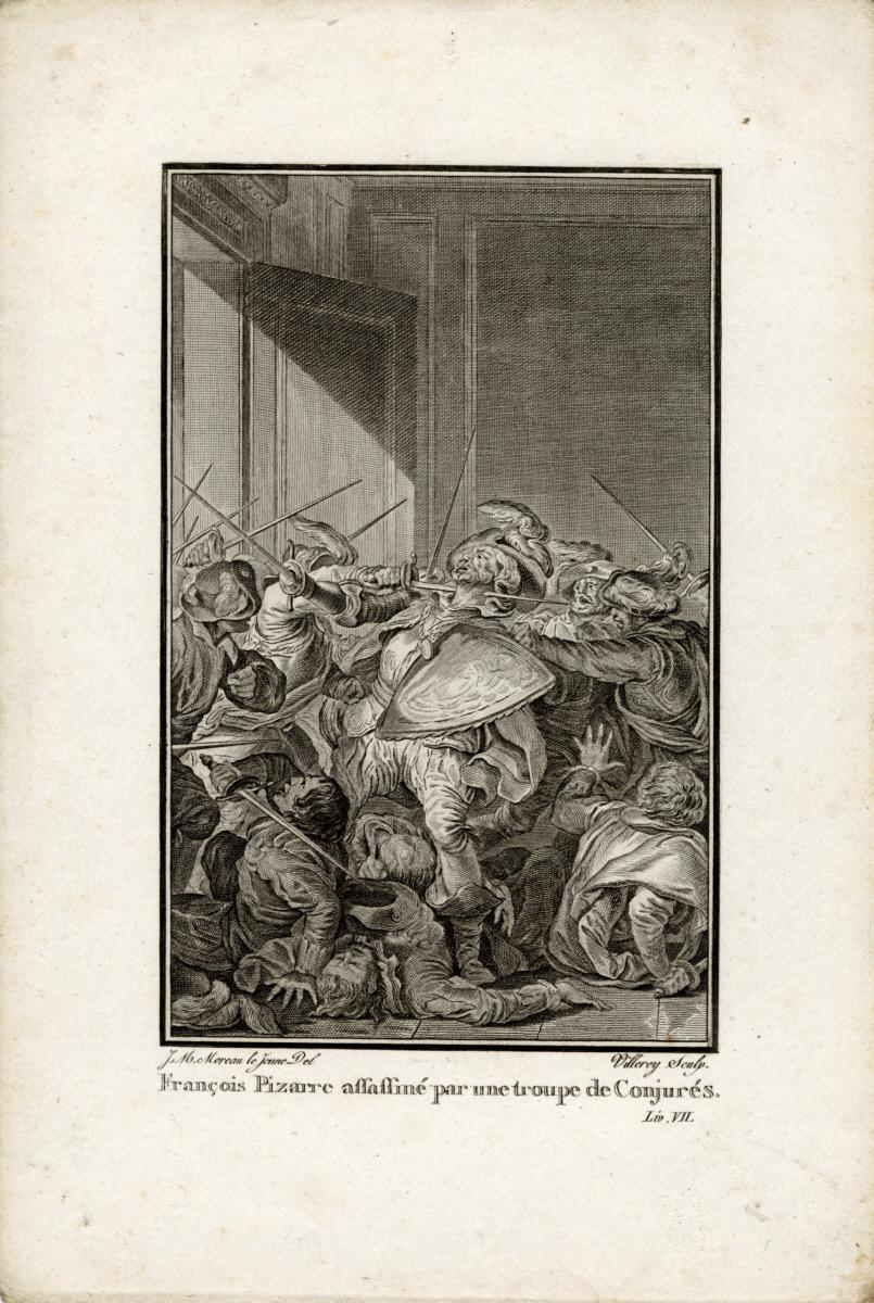 Francois Pizarre affaffine par une troupe de Conjures