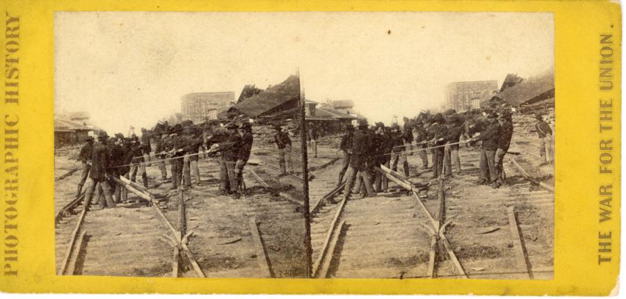 War Views. General Sherman’s Men Tearing up the Railroad before Leaving Atlanta, Ga