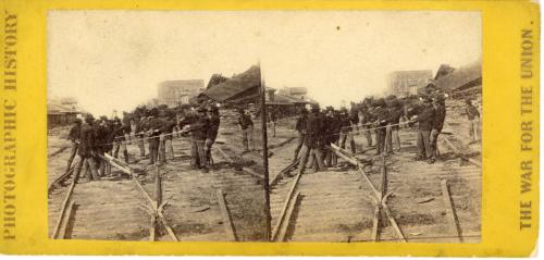 War Views. General Sherman’s Men Tearing up the Railroad before Leaving Atlanta, Ga