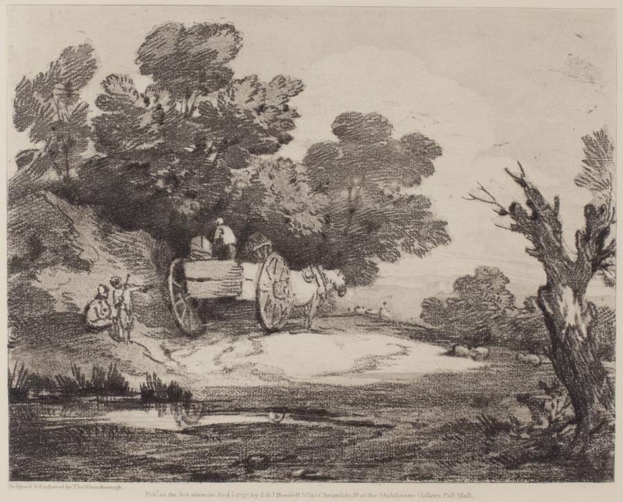 Wooded Landscape with Country Cart and Figure