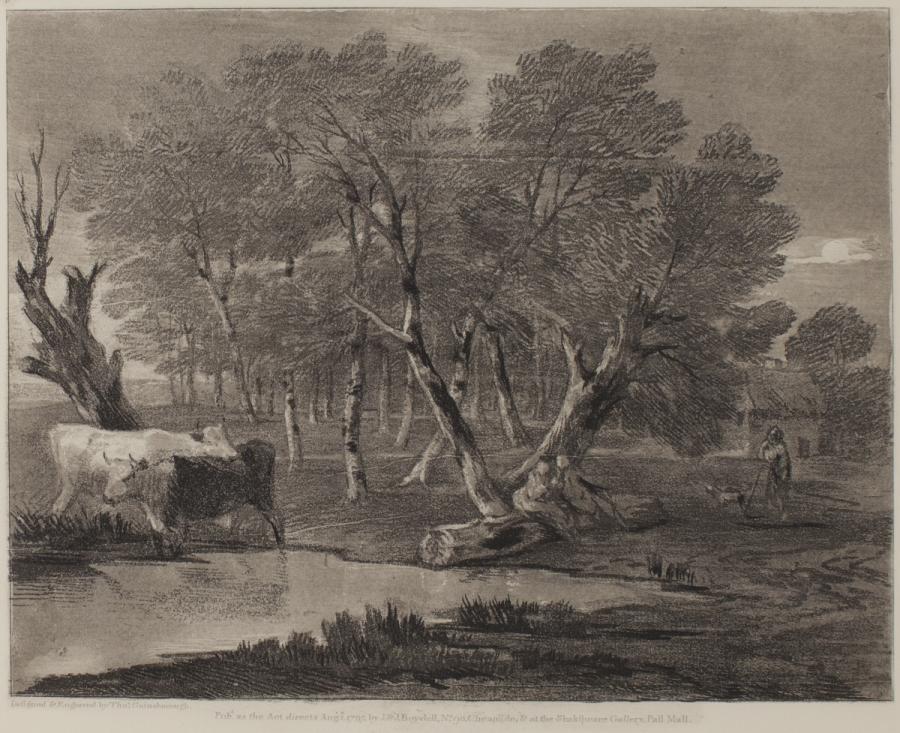 Wooded Landscape with Cows beside Pool