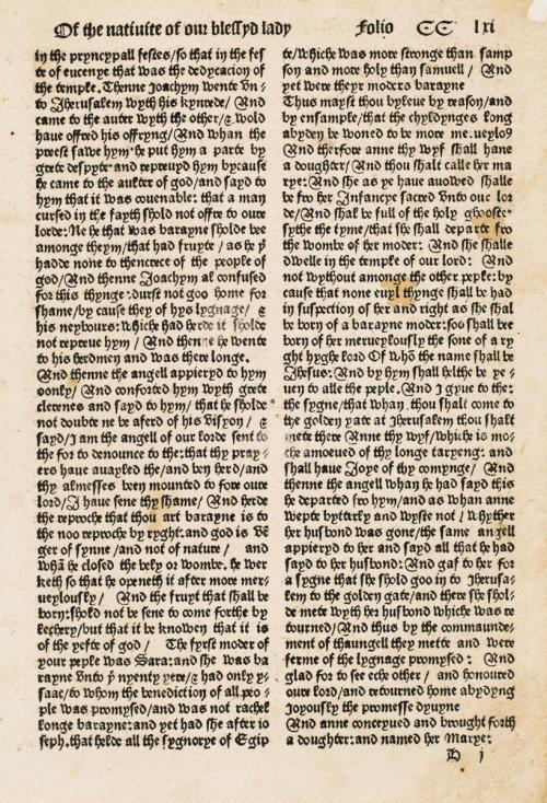 Leaf from the Golden Legend, Jacobus da Voragine “Of the Nature of Our Blessed Lady, Fol. CCLXI