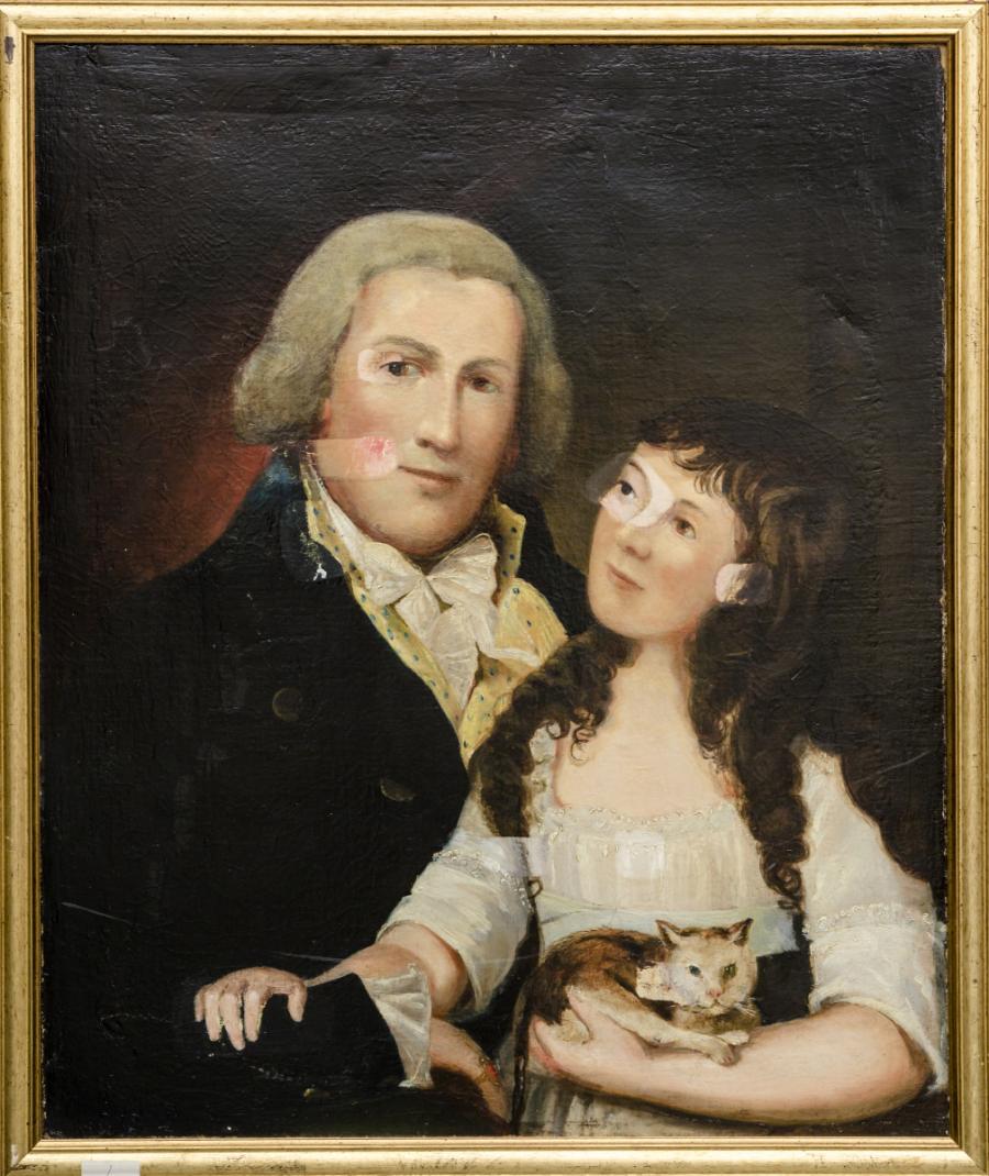 Portrait of a Couple and a Cat