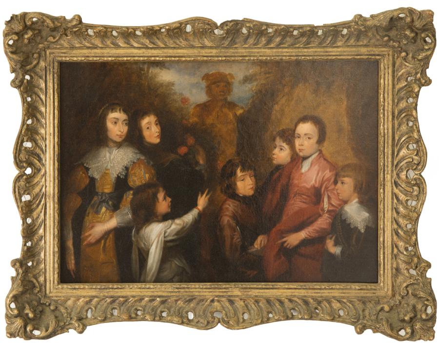 Family Genre Scene with Seven Children