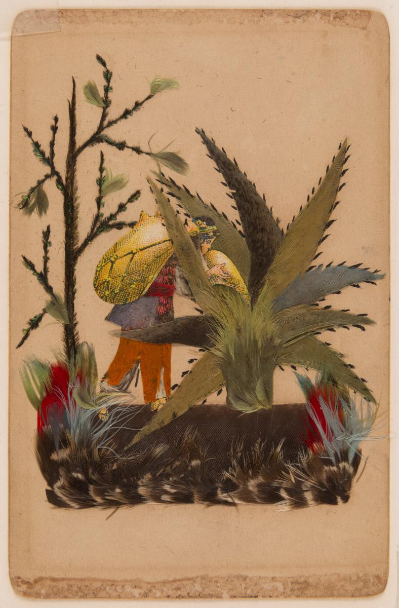 Untitled - “Feather picture” of an individual in a nature scene