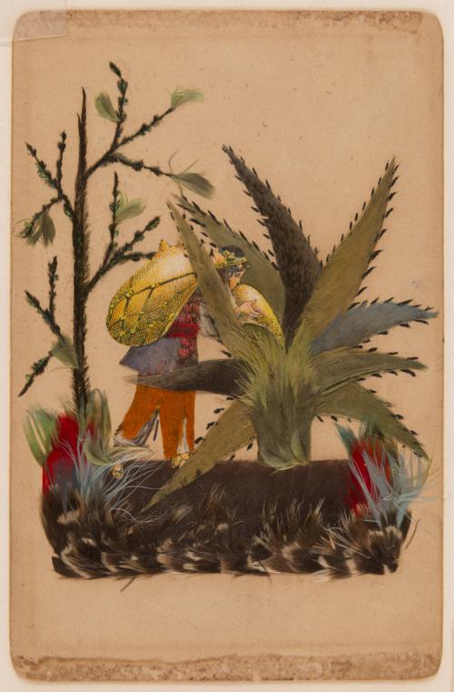 Untitled - “Feather picture” of an individual in a nature scene